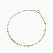 【送料無料】イタリア製 中空 ペーパー クリップ 18金 18K K18 ゴールド ブレスレット 18.5cm 小豆 角アズキ シンプル6205-MS26