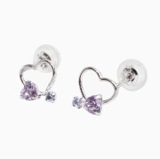 【送料無料】18金/K18 K18WG/ホワイトゴールド アメジスト/天然石 ピアス/スタッズピアス ゴールドジュエリー オープンハート/ハート型 小さめ/華奢 レディースピアス プレゼント 6213-UK24