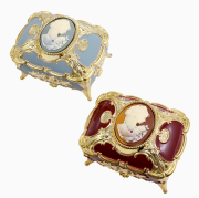 【送料無料】アメリカ SPRENDID ジュエリーケース オルゴール ジュエリーボックス/宝石箱 /ジュエリーケース カメオ/CAMEO アクセサリー 小物入れ スクエア型 ワインレッド ブルー 可愛い 収納 インテリア 贈り物 プレゼント 癒し アンティーク調 6283-JC25