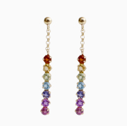 【クリックポスト便対応】正規品 10金/K10/K10YG/10K/10金アクセサリー GOLD/ゴールドアクセサリー ピアス スティック チェーン天然石/パワーストーン アミュレット お守りピアス 開運 セブンカラー レディースアクセサリー お洒落 キラキラ プレゼント/ギフト 6310-MH25