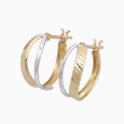 【送料無料】10金 K10 10k GOLD イエローゴールド ホワイトゴールド ダブルカラー地金 カット入 フープピアス 可愛い 華奢 デザイン お洒落 女性 レディース アクセサリー 6385-UK25