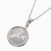 ツバル製 純プラチナ PLATINUM Pt999 Pt900 COIN コイン 金貨 ペンダント エンジェル 天使 ハト 1/25 オンス 1.2g カットボールチェーン付き シルバー925 6635-HG26