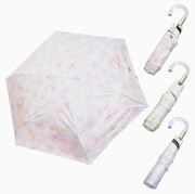 【送料無料】傘 折りたたみ傘 折傘 雨傘 日傘 晴雨兼用 花柄 フラワー フローラル 水彩 ピンク イエロー ブルー 撥水加工 UVカット 遮光率100% 親骨55cm ポリエステル100% 中谷 ナチュラルベーシック 6672-TN26