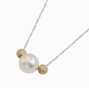 【送料無料】プラチナ PLATINUM Pt850 あこや 真珠 パール 18金 スターダスト コンビ ペンダント ネックレス スクリューチェーン 6694-NM26