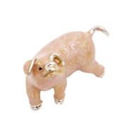 【送料無料】サツルノ/SATURNO 置物/インテリア/オブジェ ブタ/豚/ぶた/ピッグ/Pig アニマル/動物 シルバー/SILVER/スターリングシルバー/SV925 イタリア製/ITALY リアル エナメル仕上げ 7361-SR25