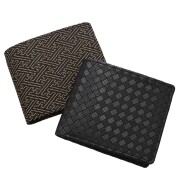 日本製 印伝/INDENYA/印傳屋 二つ折り財布//財布/コンパクトウォレット メンズ/男性 網代編 紗綾形 コンパクト プレゼント/ギフト アイテム/ファッション雑貨 7463-IY25