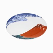 【送料無料】日本製 九谷焼 九谷五彩 磁気 陶器 陶磁器 皿 お皿 プレート デザートプレート 6号皿 19.2cm  赤富士 青風窯 青郊窯 華やか 鮮やか お洒落 オシャレ お祝い 記念日 7487-SK25