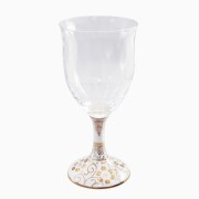 【送料無料】日本製 九谷焼/九谷五彩 磁気/陶器/陶磁器 九谷和グラス/ワイングラス 大 硝子/ガラス/江戸硝子/バリウムクリスタル 格子柄 白粒鉄仙 華やか/鮮やか オシャレ お祝い/記念日7563-SD26