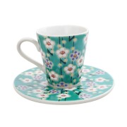 日本製 九谷焼/九谷五彩 磁気/陶器/陶磁器 小皿/コップ/カップ/ティーセット/ソーサー/デミタスカップ 縁起物 ウメ 梅 セット売り/セット 華やか/鮮やか お洒落/オシャレ お祝い 7571-SK26