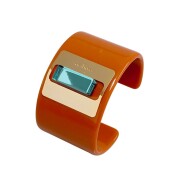 イタリア製/ITALY ANTURA/アントゥーラ バングル/ブレスレット アクセサリー 大ぶり ブルー/オレンジ 樹脂 真鍮 オシャレ/お洒落 レディース/女性 レディースアクセサリー7596-AT26