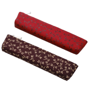日本製 印伝/INDENYA/印傳屋 漆/白漆/黒漆 ペンケース/ペン入れ/筆箱/文房具/文具ポーチ 細め ファスナー開閉 コンパクト トンボ 7641-IY26