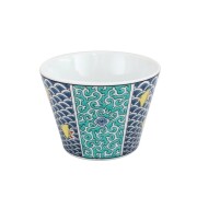 日本製 九谷焼/九谷五彩 磁気/陶器/陶磁器 縁起物/縁起カップ/フリーカップ/スープカップ 青海波 華やか/鮮やか  7656-SK26
