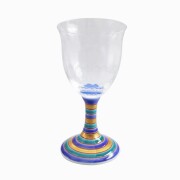【送料無料】日本製 九谷焼/九谷五彩 磁気/陶器/陶磁器 九谷和グラス/ワイングラス 小 硝子/ガラス/江戸硝子/バリウムクリスタル 格子柄 こまブルー 華やか/鮮やか オシャレ お祝い/記念日7681-SD26