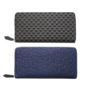 日本製 印伝/INDENYA/印傳屋 長財布/ロングウォレット/束入/財布 男性/メンズ ブラック/黒/ネイビー/紺色 波うろこ/とんぼ ファスナー式 7692-IY26