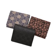 日本製 印伝/INDENYA/印傳屋 折り畳み/コンパクト/財布 男女兼用 ブラック/黒/ネイビー/紺色 変わり市松/あじさい/雪割草 ホック留/ボタン式7693-IY26