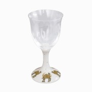 【送料無料】日本製 九谷焼/九谷五彩 磁気/陶器/陶磁器 九谷和グラス/ワイングラス 小 硝子/ガラス/江戸硝子/バリウムクリスタル 格子柄 月夜のらくだ 華やか/鮮やか オシャレ お祝い/記念日7733-SD26