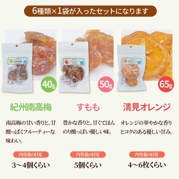 丸ごとドライフルーツ6種類セット