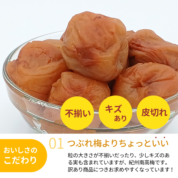 送料無料 ☆選べる2種類☆ 紀州産南高梅干 つぶれ梅よりちょっと