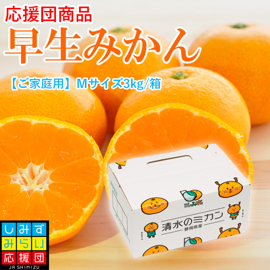 【しみずみらい応援団】【11月中旬以降から順次ご発送】早生みかんMサイズ3ｋｇ（ご家庭用）