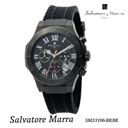 腕時計メンズ 【Salvatore Marra】サルバトーレマーラ メンズ 腕時計 クロノグラフ 5気圧防水 ラバーベルト　SM23106-BKBK画像