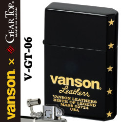 VANSONｘGEAR TOPコラボ 国産オイルライター　2面加工 バンソンロゴデザイン ブラック画像