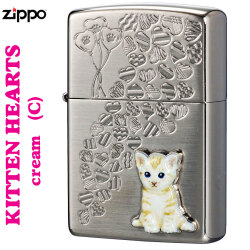 ZIPPO/ kitten hearts (ｃ) ネコ cat クリーム画像