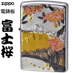zippo ジッポーライター 和板 桜富士　和柄画像