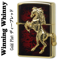 ZIPPO（ジッポー）ライター 馬ウィンニングウィニーゴールドプレート ディープレッド画像