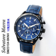 腕時計 メンズ Salvatore Marra サルバトーレマーラ クロノグラフ 10気圧防水 レザーベルト SM23104-BKNV 本革レザー アナログ 高級感 ブランド 人気 シンプル ウォッチ カジュアル フォーマル 送料無料  (お取り寄せ）