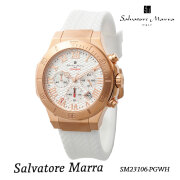 メンズ腕時計【Salvatore Marra】サルバトーレマーラ  アナログ  クロノグラフ 5気圧防水 ラバーベルト　SM23106-PGWH  お祝い  卒業 入学 就職 退職  おしゃれ　エレガント  ビジネス  高級感  プレゼント  送料無料