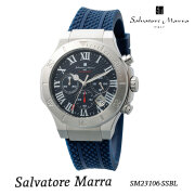 メンズ腕時計【Salvatore Marra】サルバトーレマーラ  アナログ クロノグラフ 5気圧防水 ラバーベルト SM23106-SSBL お祝い  卒業 入学 就職 退職  おしゃれ エレガント ビジネス  高級感  プレゼント  送料無料（お取り寄せ）