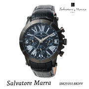 メンズ腕時計【Salvatore Marra】サルバトーレマーラ  マルチファンクション アナログ  多軸クォーツ 5気圧防水 革ベルト SM25101-BKNV お祝い  卒業 入学 就職 退職 ビジネス 高級感  プレゼント   送 料無料