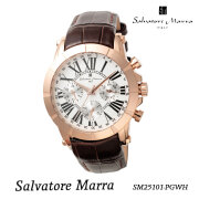 メンズ腕時計【Salvatore Marra】サルバトーレマーラ  マルチファンクション アナログ  多軸クォーツ 5気圧防水 革ベルト SM25101-PGWH お祝い  卒業 入学 就職 退職 ビジネス  高級感 プレゼント  送料無料（お取り寄せ）