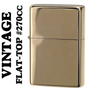 ZIPPO ジッポライター フラットトップビンテージ ハイポリッシュブラス ライン無し 1937 #270CC  画像