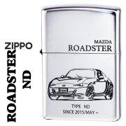 zippo(ジッポーライター)MAZDAシリーズ マツダ ROADSTER ND ロードスター 銀イブシ エッチング MAZDA公認 ROADSTER-ND オイルライター 喫煙具 カッコイイ スポーツカー 車好き オシャレ メンズ 送料無料【ネコポス可】
