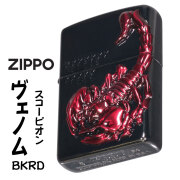 ZIPPO/ヴェノムvenom（毒） スコーピオン Scorpion(サソリ)メタル貼り レッドメタル　ブラック　VN-SCORP-BKRD画像