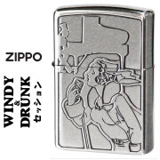 ZIPPO/人気の「WINDY」デザイン ウインディ&ドランク MUSICセッション エッチング シルバーいぶし　WINDY-MUSIC画像