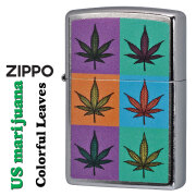 (在庫限りで終了) zippo(ジッポーライター) マリファナ　Colorful Leaves カラフルリ-ブス　2024年　USモデル ストリートクローム Z207-112483　メンズ レディース おしゃれ ファッション　大麻　ギフト プレゼント【ネコポス可】