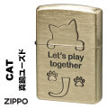 ZIPPO/大人気　猫シリーズ  アンティーク調  猫シルエット　真鍮メッキ　ユーズド加工　2UDBI-CAT画像