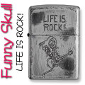 zippo(ジッポーライター)ファニースカル LIFE IS ROCK (人生はロックだ！) ユーズド加工 画像