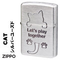 ZIPPO/大人気　猫シリーズ  アンティーク調  猫シルエット　銀メッキ　ユーズド仕上げ　2UDSI-CAT画像