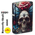 ZIPPO/Butterfly Skull Design スカル 髑髏　バタフライスカル 蝶 花 5面連続フルカラープリント＆クリアコー46848画像