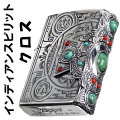 zippo(ジッポーライター)インディアンスピリット クロス メタル 天然石 ターコイズ 珊瑚サンゴ画像