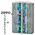 zippo (ジッポーライター)シェルマルチ　ストライプ　SV　ブラックニッケル　天然貝貼り　SHELL-SV-BK画像