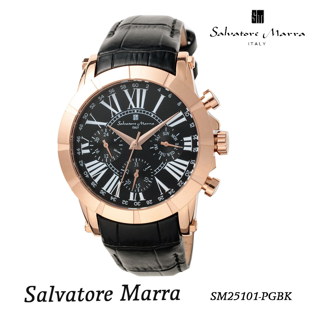 腕時計メンズ 【Salvatore Marra】サルバトーレマーラ メンズ 腕時計 　SM25101-PGBK画像