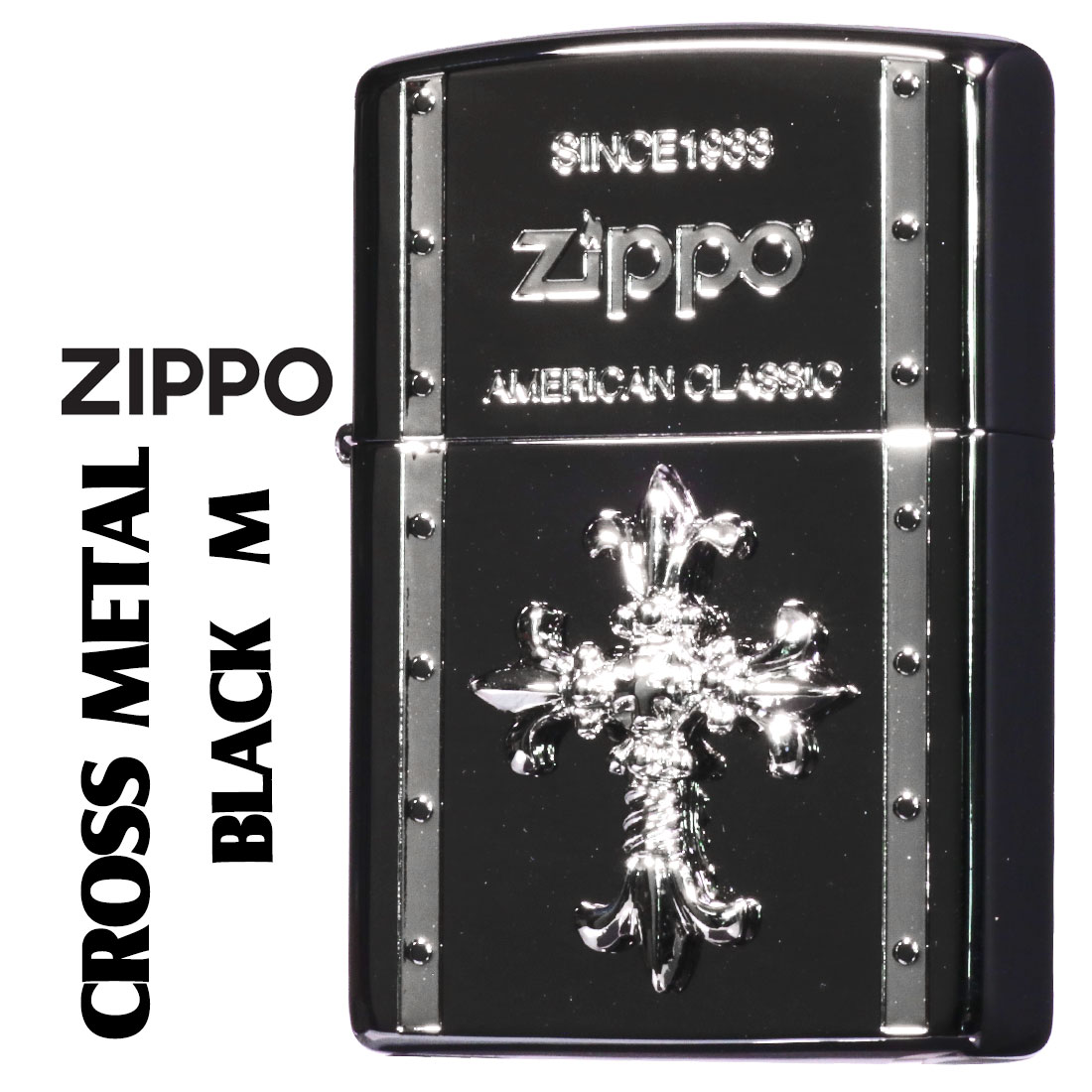 zippo ジッポーライター クロスメタル BLACK ガンメタル 人気のクロスメタルシリーズ M CRBK-M画像