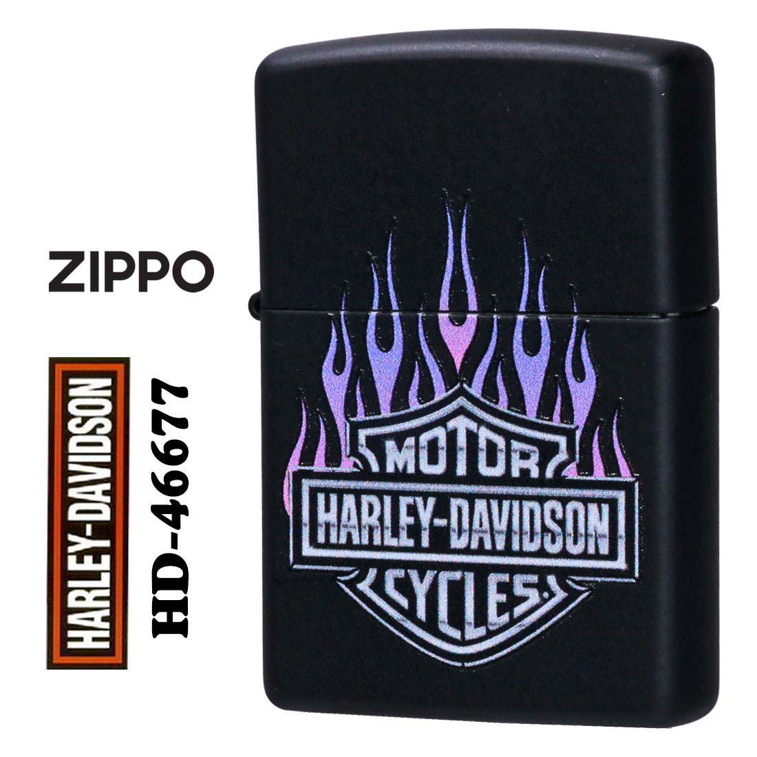 ZIPPO/ハーレーダビッドソン Harley-Davidson HARLEY ロゴ ブラックマット プリント HD-46677画像