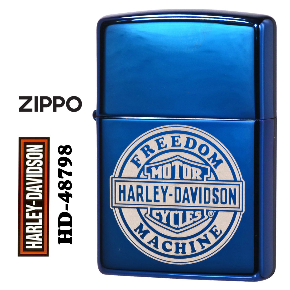 ZIPPO/ハーレーダビッドソン Harley-Davidson HARLEY ロゴ ブルー レーザー加工 HD-48798画像