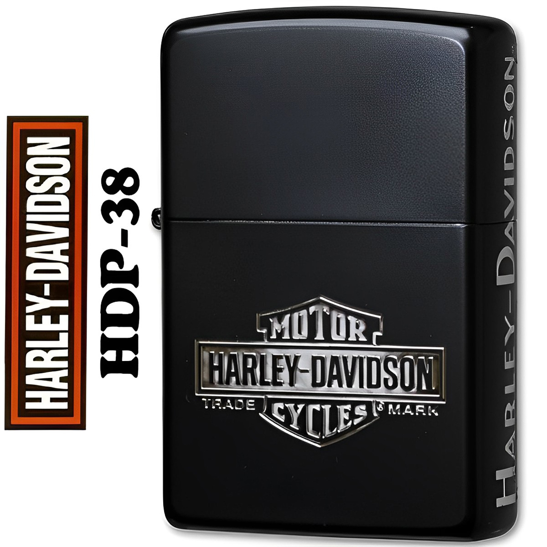 人気モデルにつき再販開始！zippo(ジッポーライター)Harley-Davidson ハーレーダビットソン イオンブラックマット HDP-38 2面加工のカッコイイ  喫煙具 バイク オシャレ ギフト プレゼント　送料無料【ネコポス可】