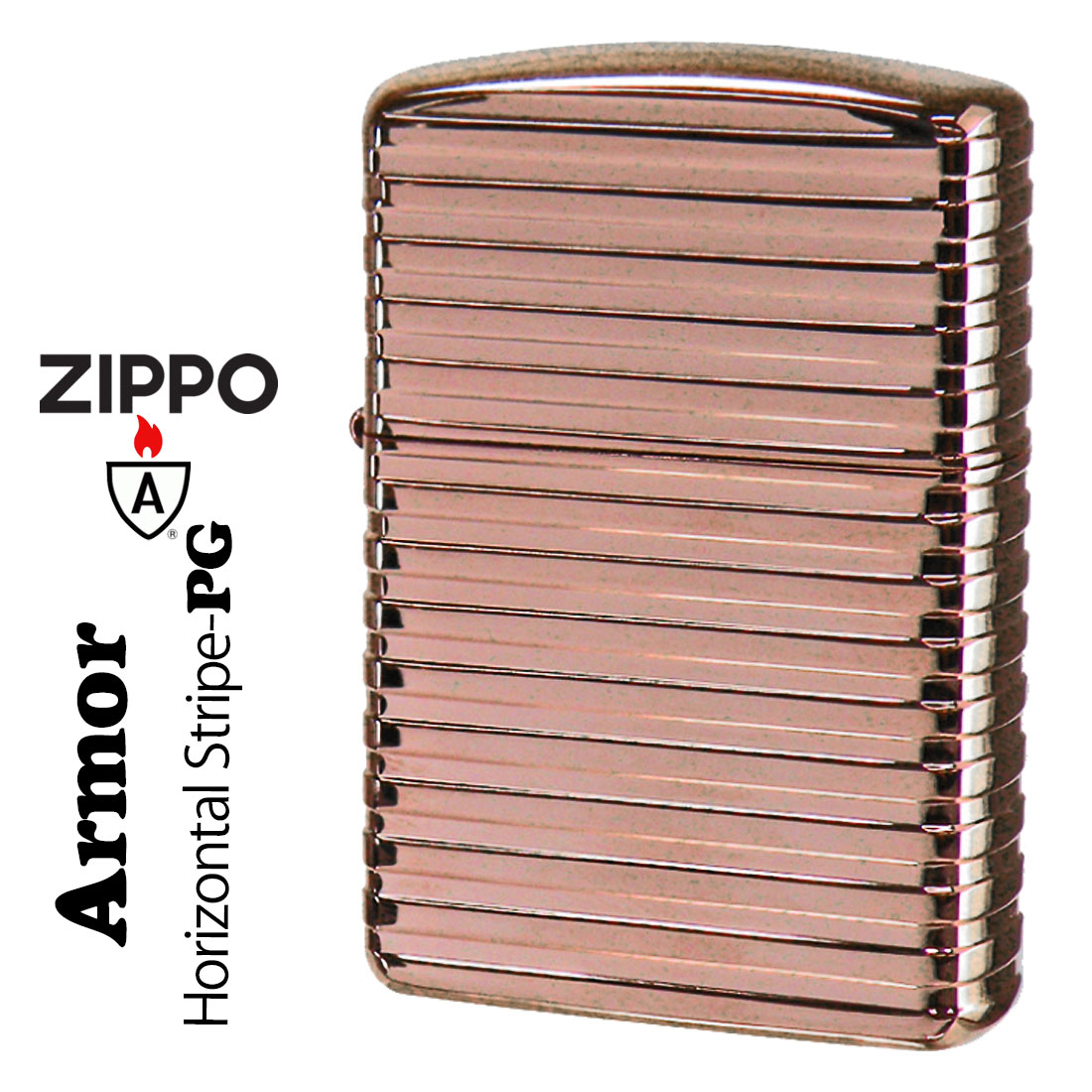ZIPPO/ARMOR アーマー　ホリゾンタルストライブ ピンクゴールド PG　Horizontal Stripe HS-PG画像